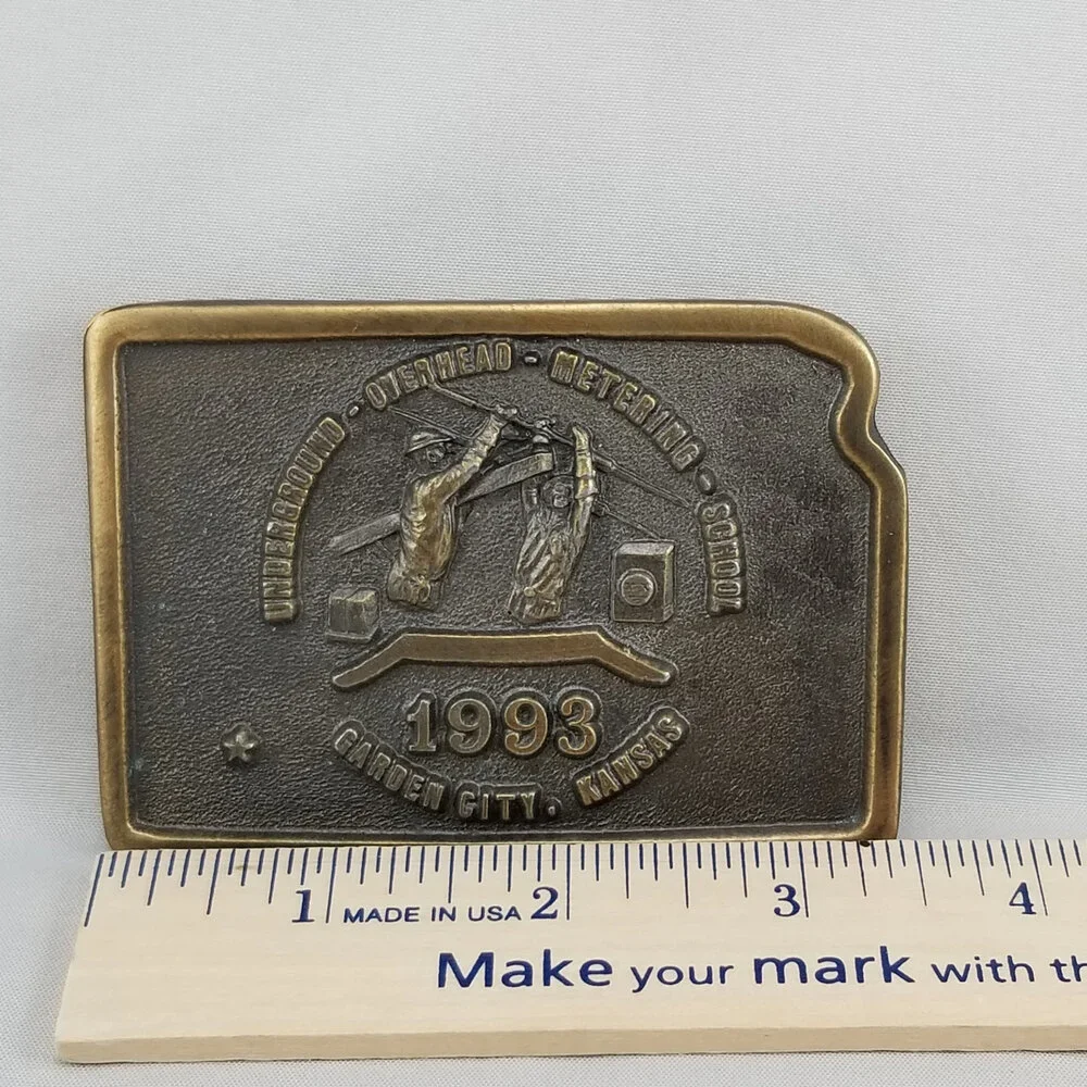 Belt Buckle Brass 1993 Underground‎ Overhead Metering School Garden City Kansas